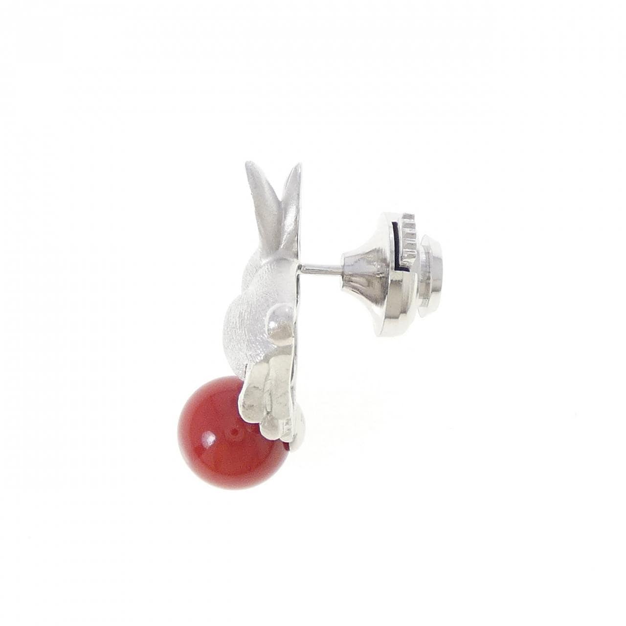 K14WG ラビット サンゴ ブローチ 8.2mm