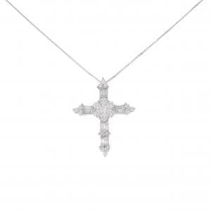 K18WG クロス ダイヤモンド ネックレス 1.50CT