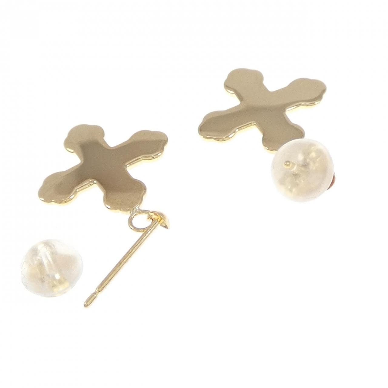 K18YG cross earrings