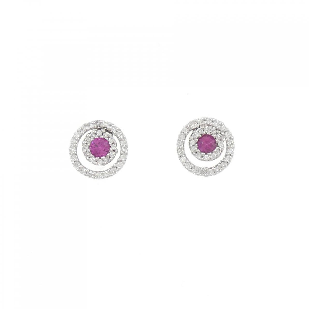 K18WG/K14WG ルビー ピアス 0.20CT