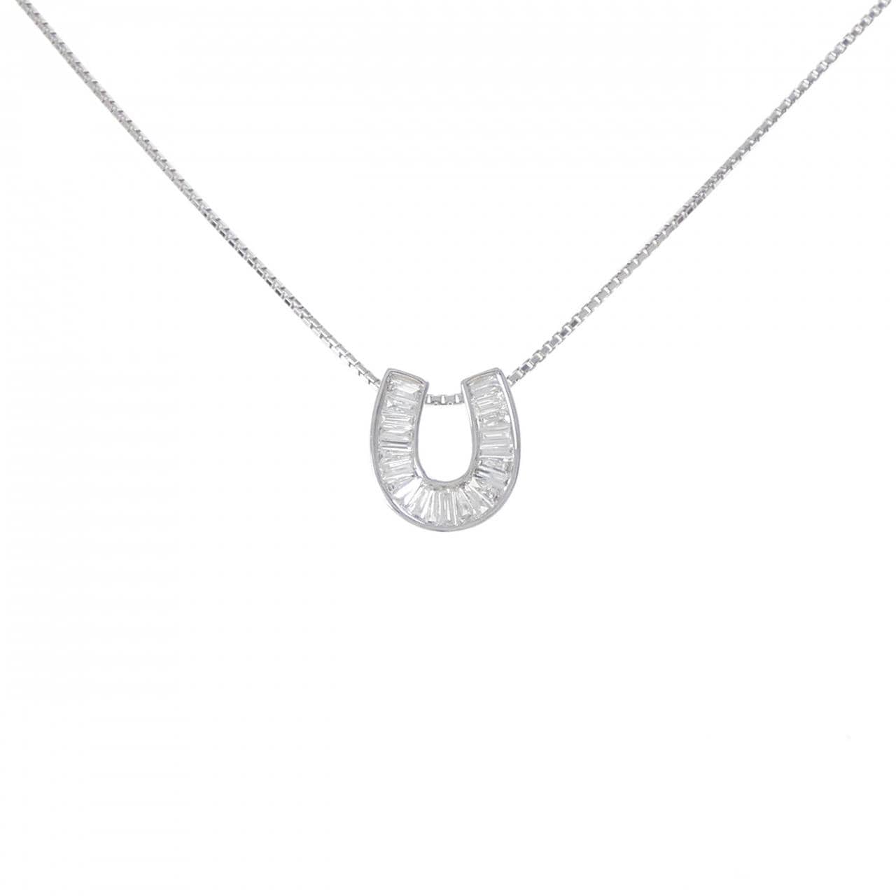 K18WG ホースシュー ダイヤモンド ネックレス