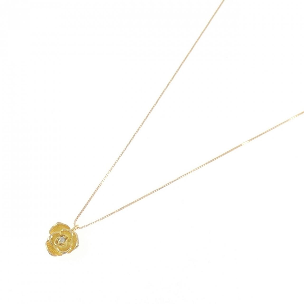K18YG ローズ ダイヤモンド ネックレス 0.02CT