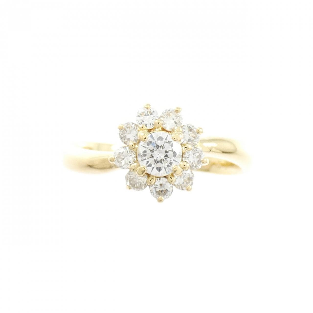 K18YG フラワー ダイヤモンド リング 0.51CT