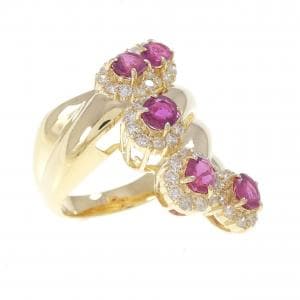 K18YG ルビー リング 1.37CT