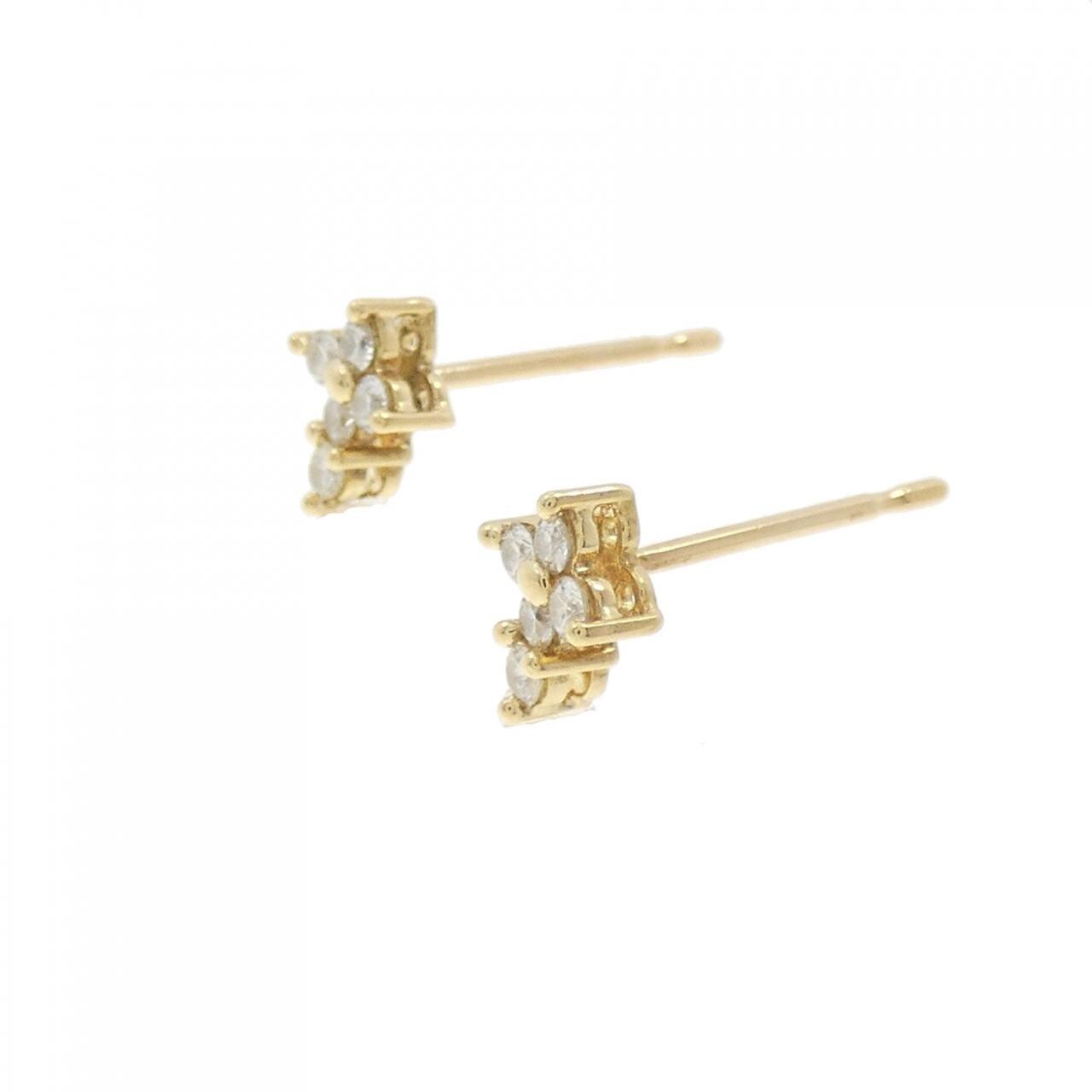 K18YG クロス ダイヤモンド ピアス 0.12CT