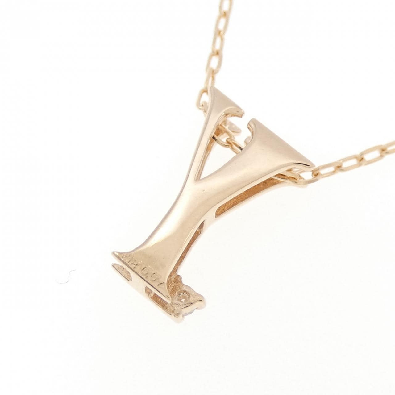 K18PG イニシャルY ダイヤモンド ネックレス 0.01CT