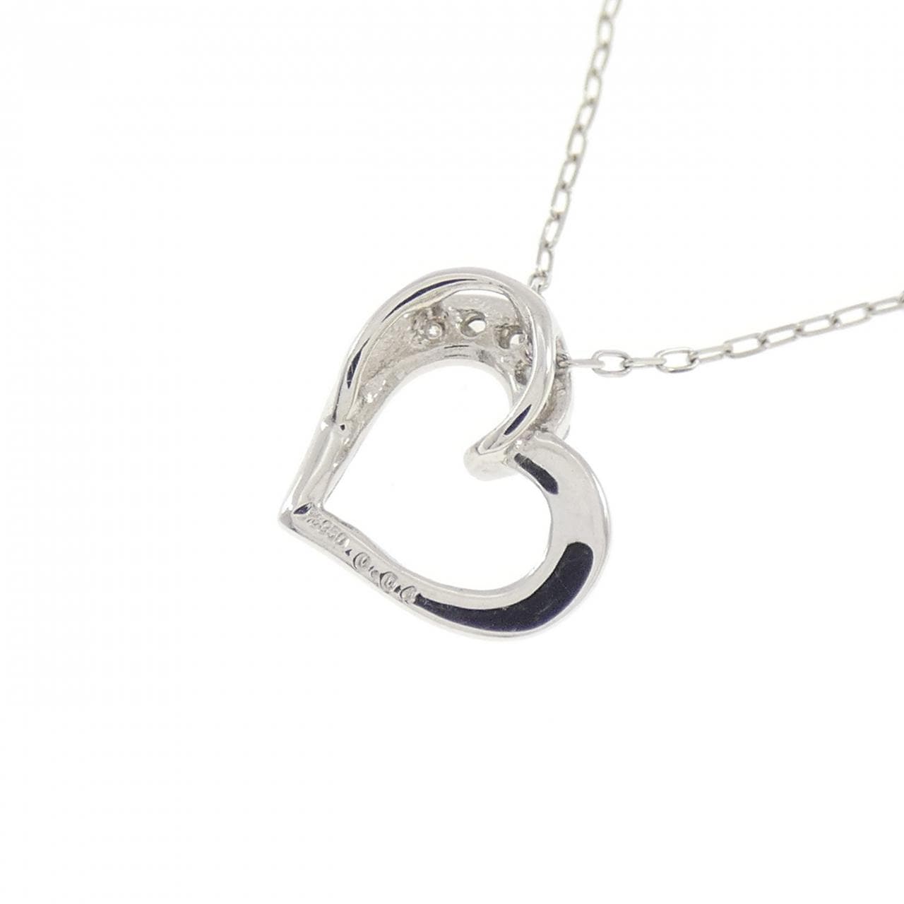 PT900/PT850 ハート ダイヤモンド ネックレス 0.04CT