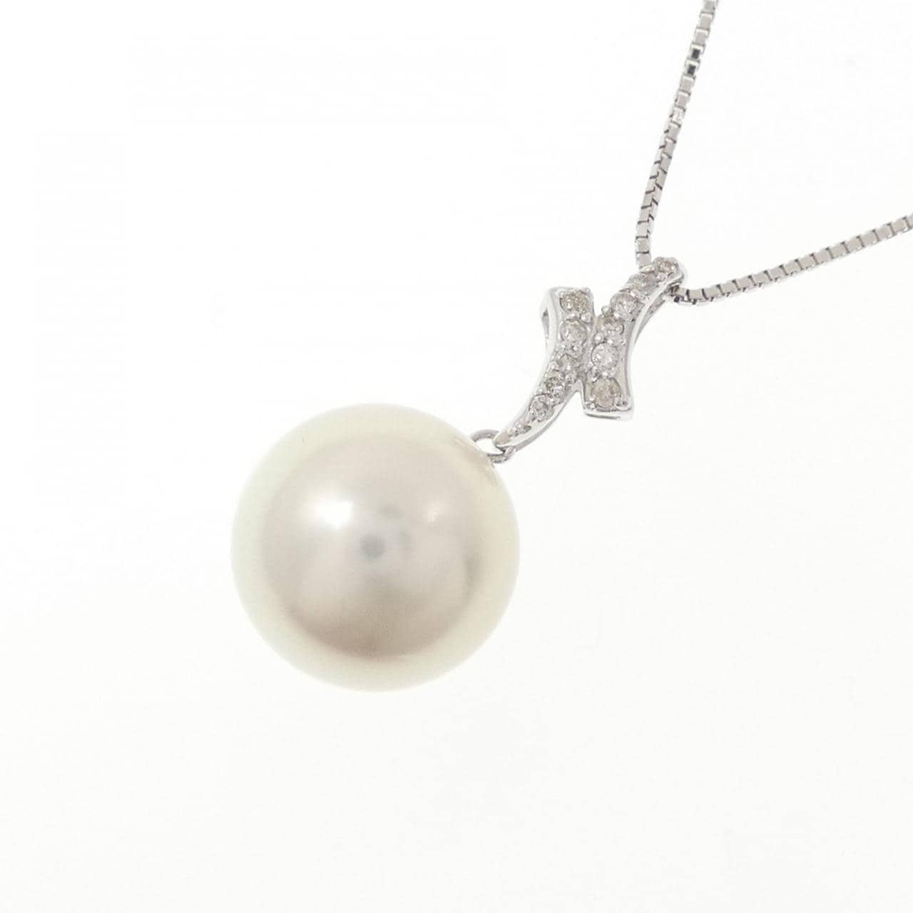 K18WG 白蝶パール ネックレス 12.2mm