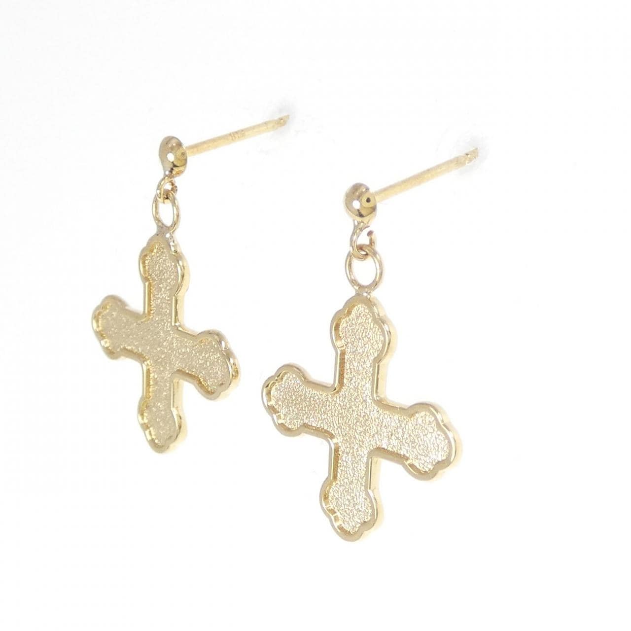 K18YG cross earrings