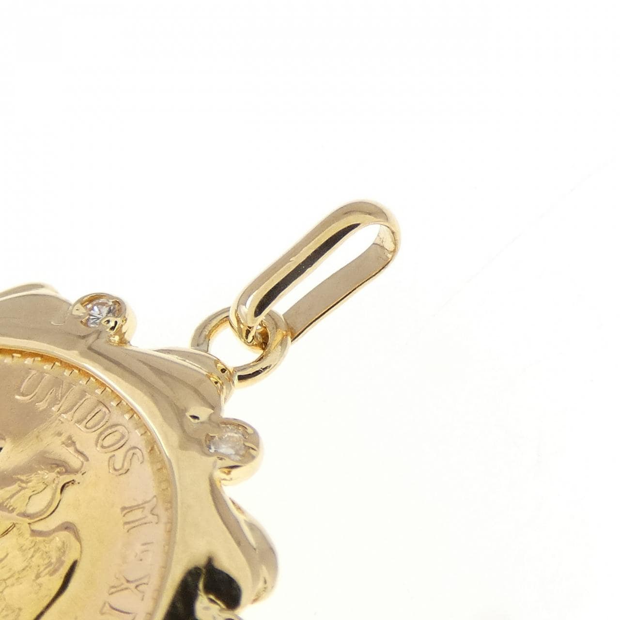 K18YG frame Diamond coin pendant