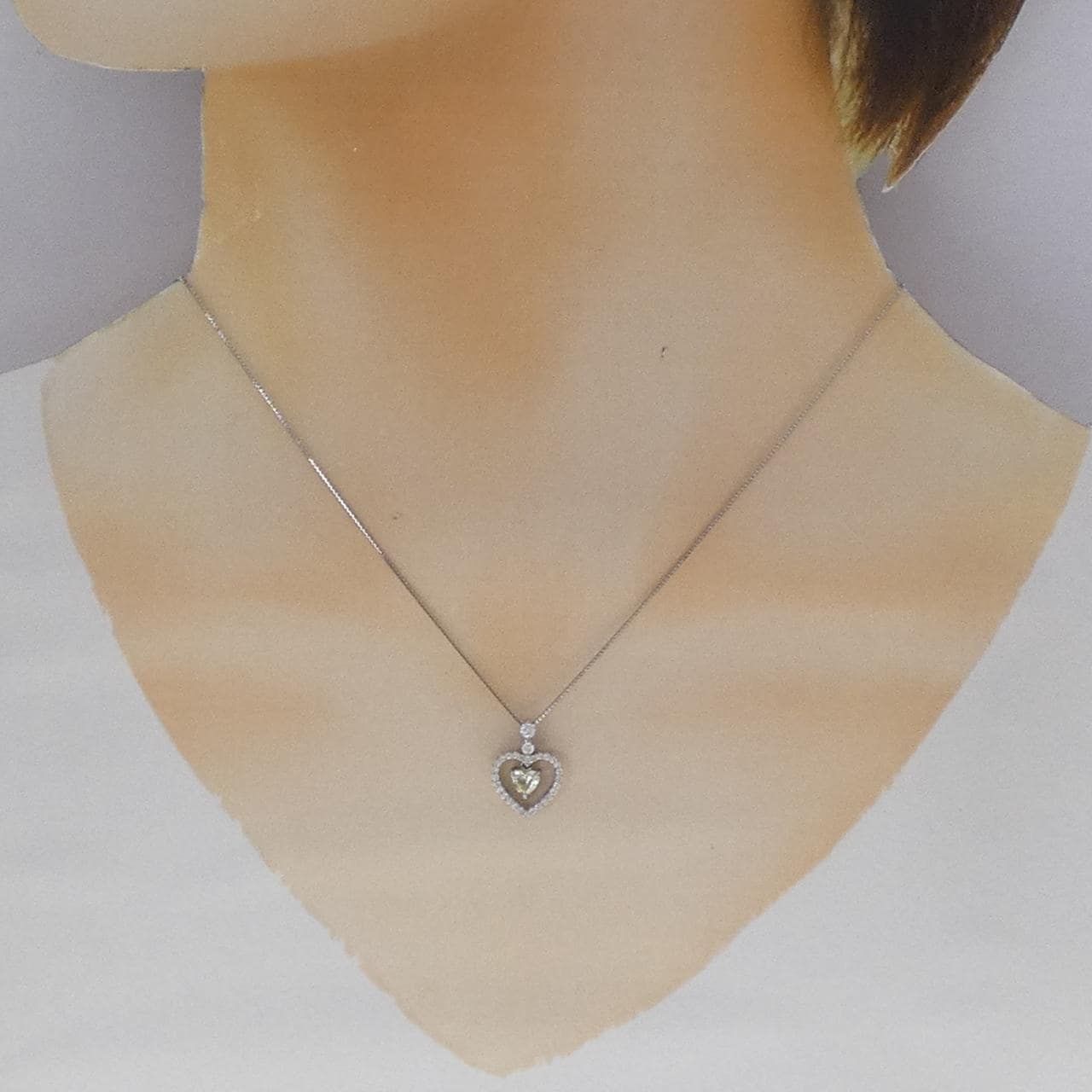 PT900/PT850 ハート ダイヤモンド ネックレス 0.243CT