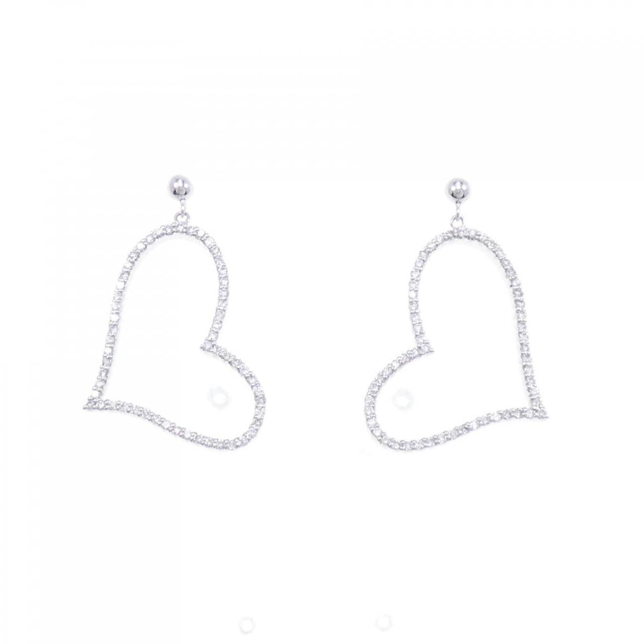 K18WG/K14WG heart Diamond earrings 0.57CT