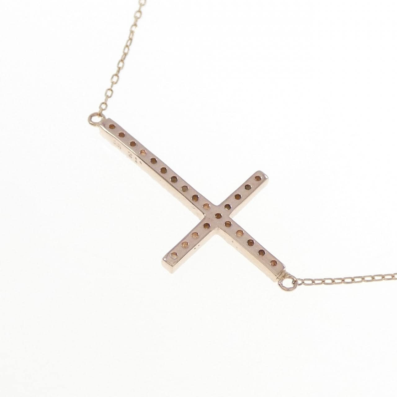 K10PG クロス ダイヤモンド ネックレス 0.12CT