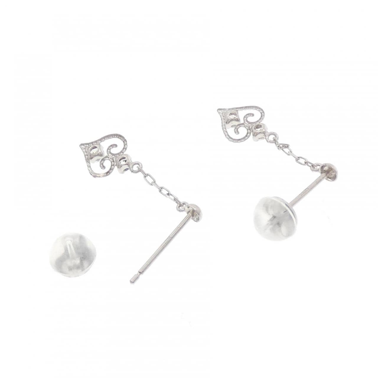 K10WG ハート キュービック ピアス