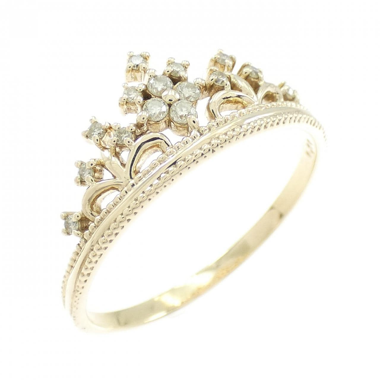 K10YG 皇冠钻石戒指 0.10克拉