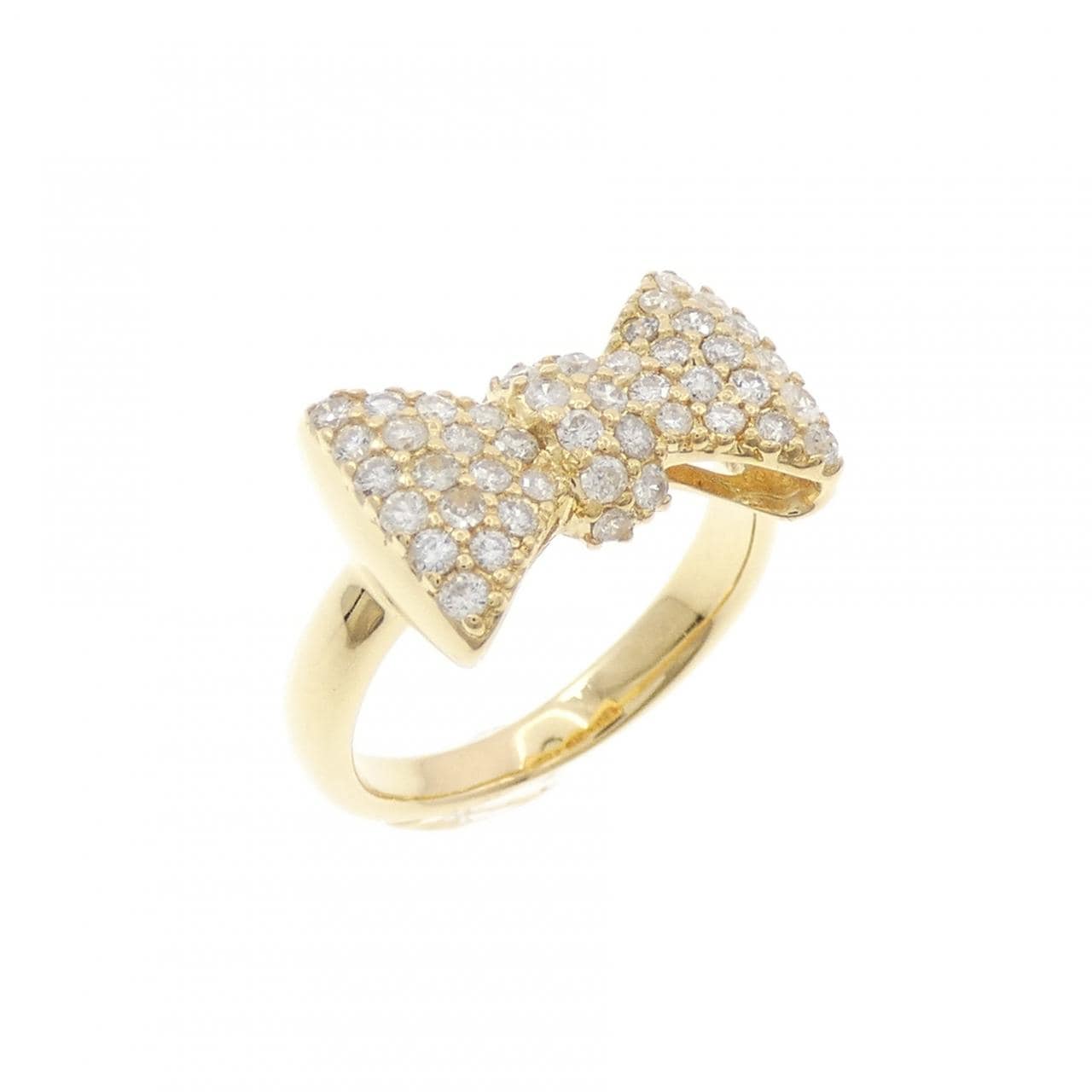 K18YG リボン ダイヤモンド ピンキー リング 0.30CT