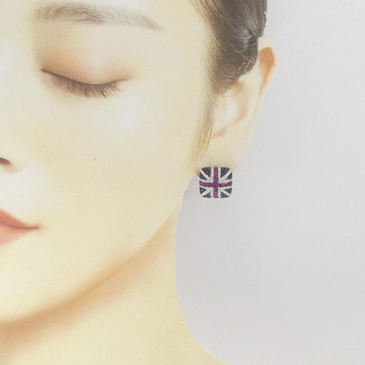 K18WG/K18BG color stone earrings