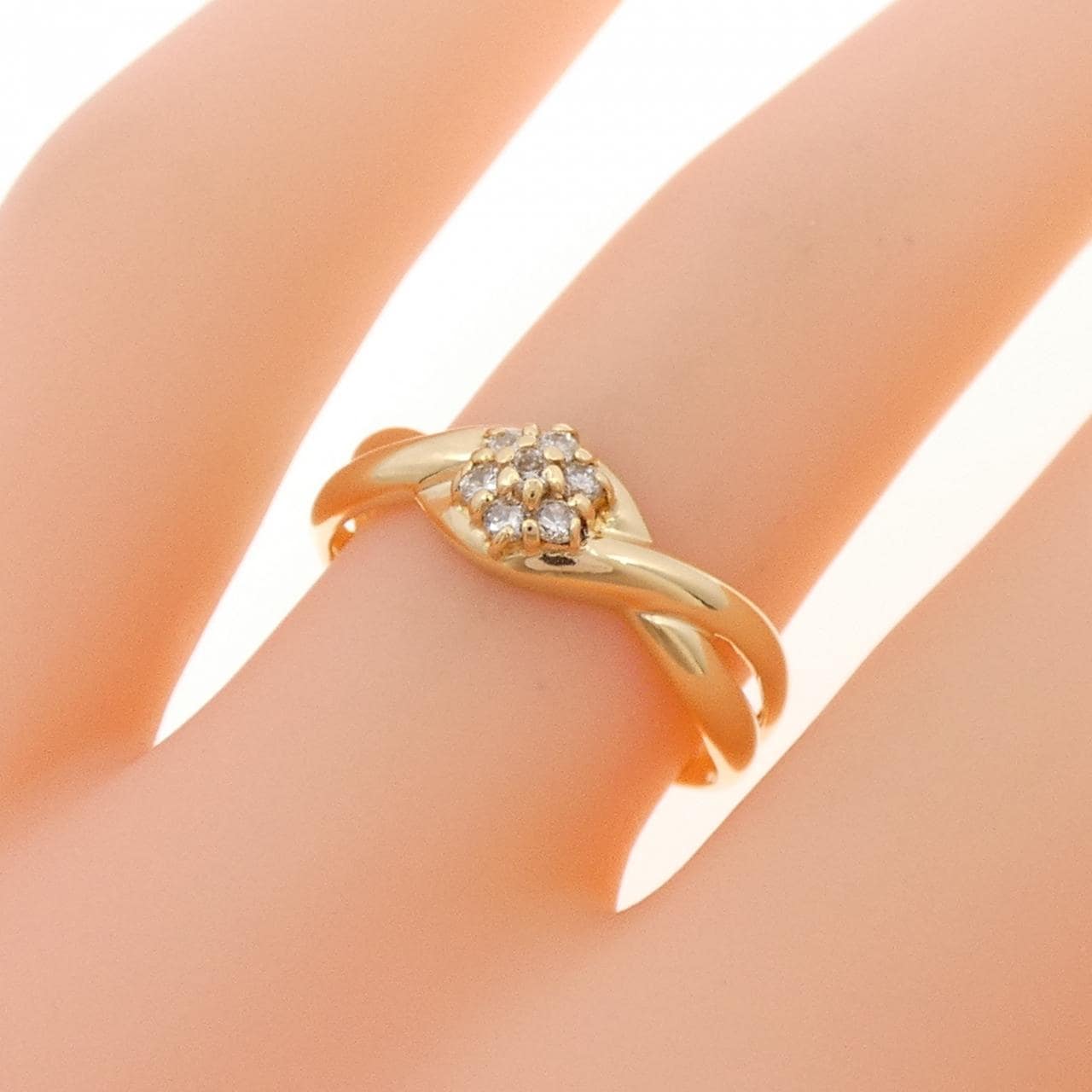 K18YG flower Diamond ring 0.10CT