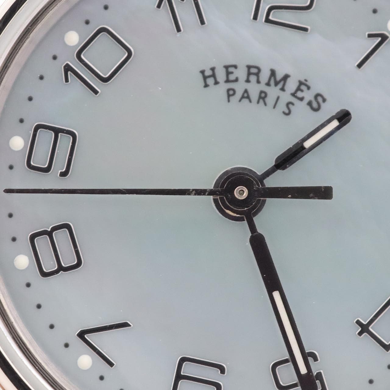HERMES クリッパーナクレ CL4.210　ブルーシェル　新品電池　完動品！ HERMES エルメス クリッパー・ナクレ CL4.210 ステンレス ブルー
