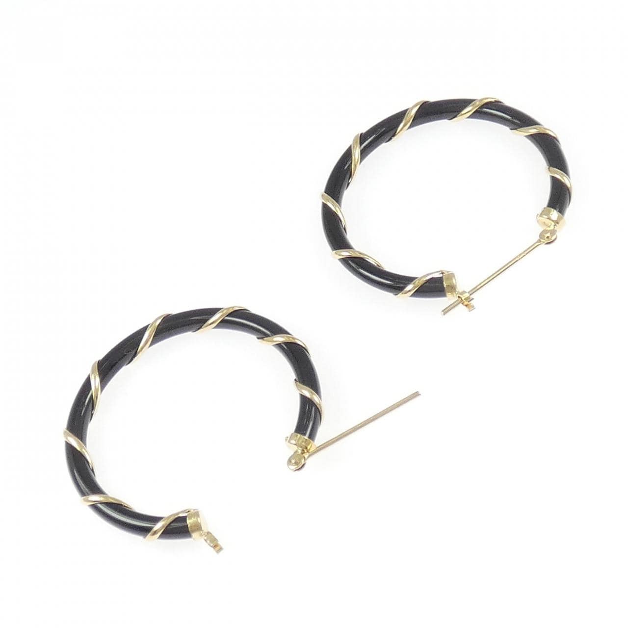 K18YG オニキス ピアス