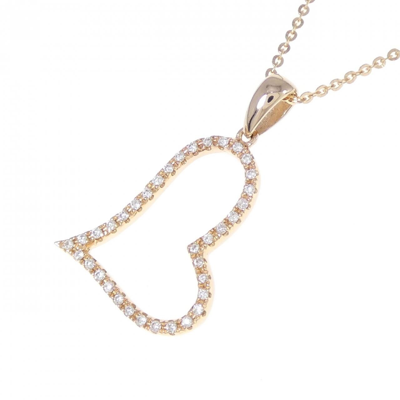 K18PG ハート ダイヤモンド ネックレス 0.12CT