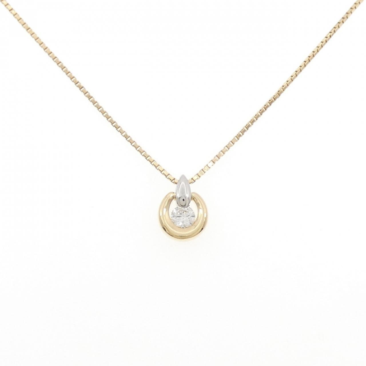 K18YG/PT900 ダイヤモンド ネックレス 0.22CT