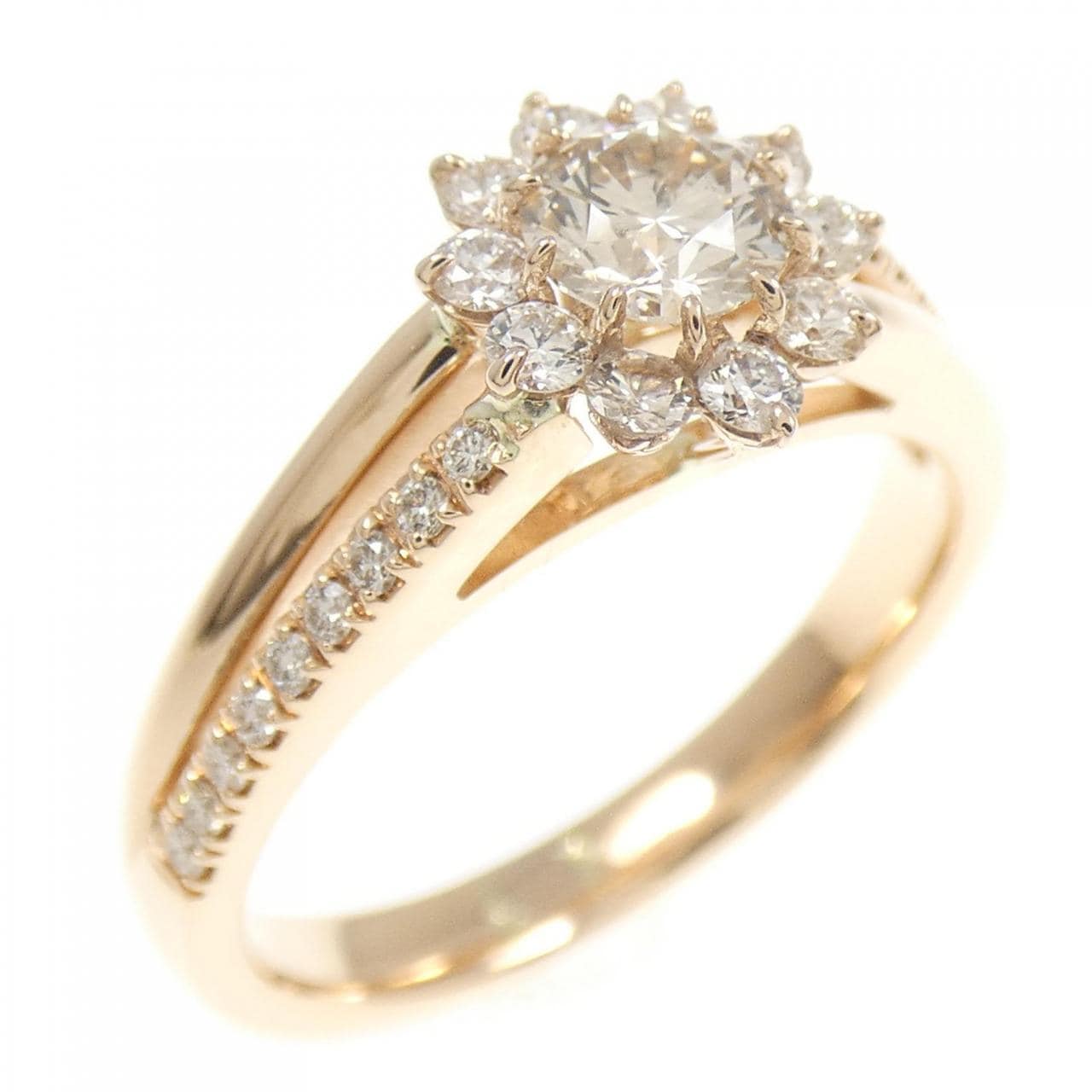 K18PG フラワー ダイヤモンド リング 0.60CT
