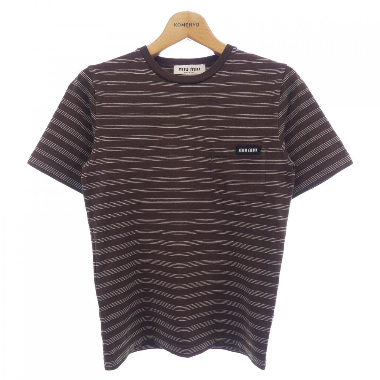 ミュウミュウ MIU MIU MIU MIU ロゴ ジャージー Tシャツ MJN537 SOOO 14RT Tシャツ