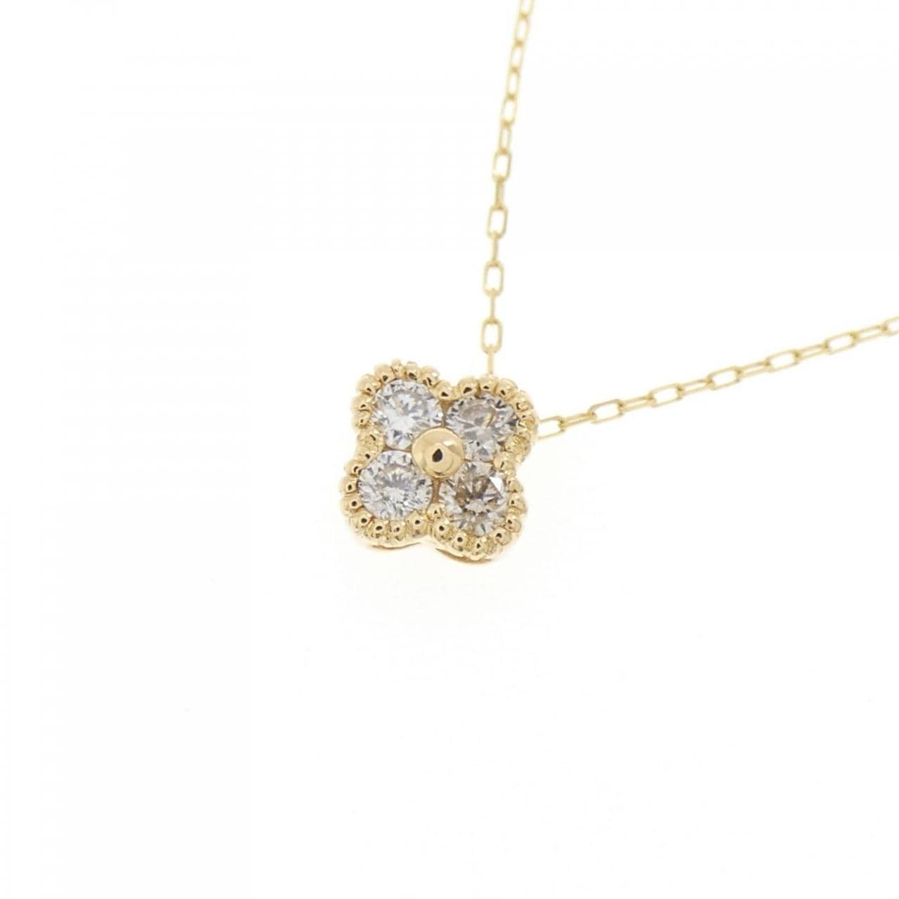 K18YG フラワー ダイヤモンド ネックレス 0.10CT