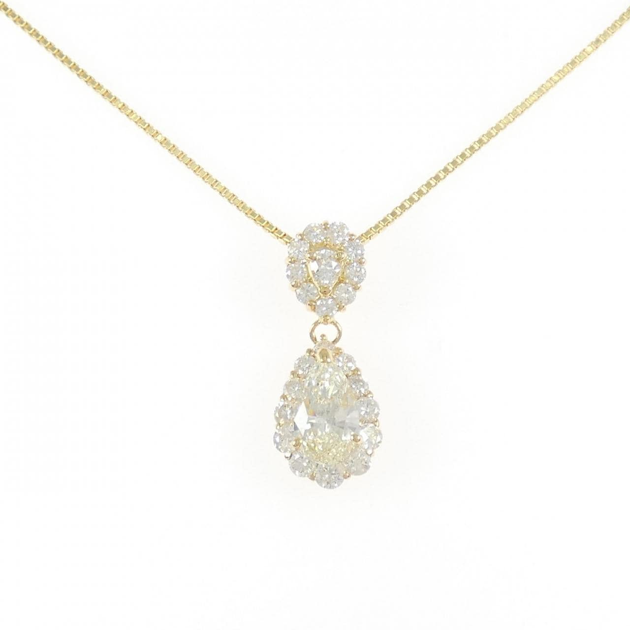 K18YG ダイヤモンド ネックレス 1.097CT L SI2 ペアシェイプ
