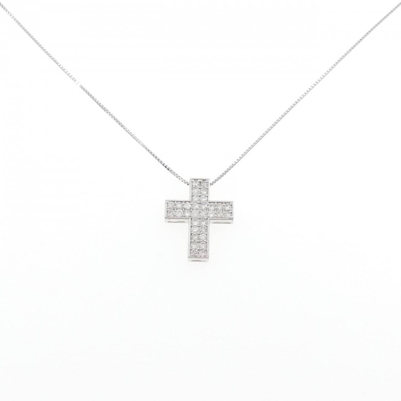K18WG クロス ダイヤモンド ネックレス 0.60CT