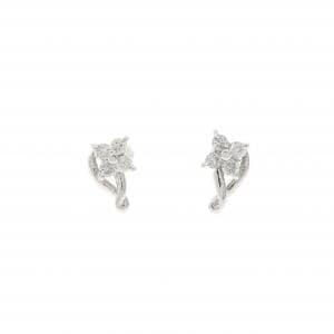 K14WG フラワー ダイヤモンド ピアス 0.10CT