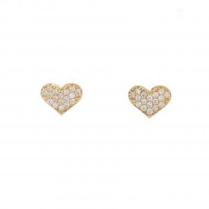 K18YG パヴェ ハート ダイヤモンド ピアス 0.40CT