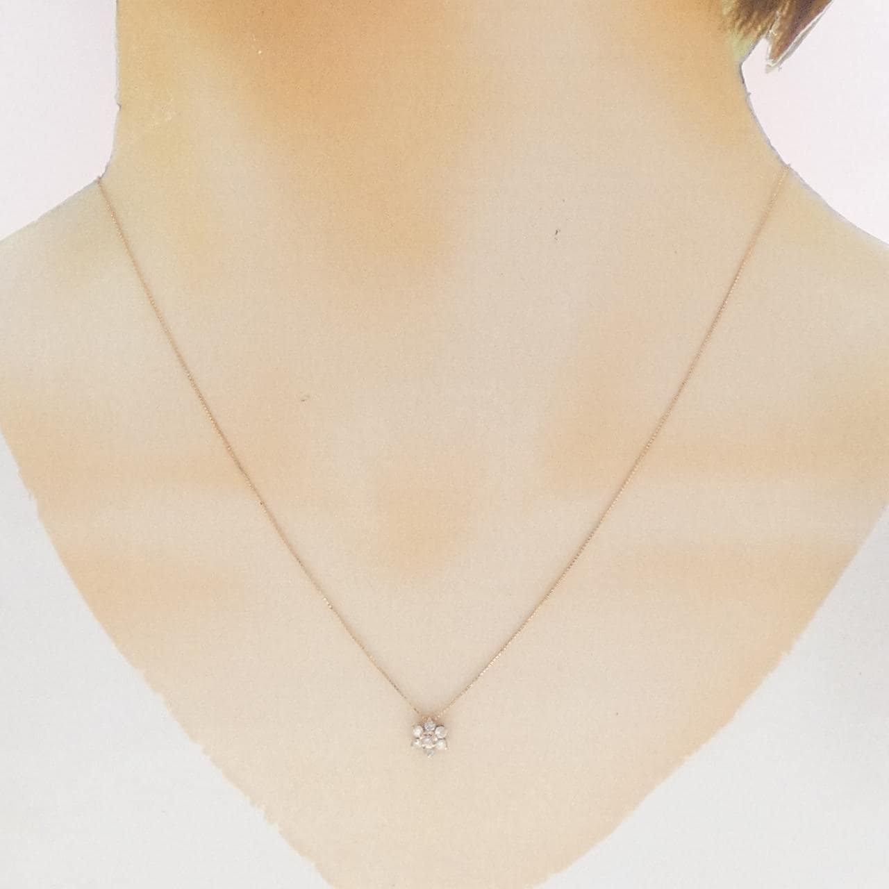 K10PG フラワー ダイヤモンド ネックレス 0.20CT