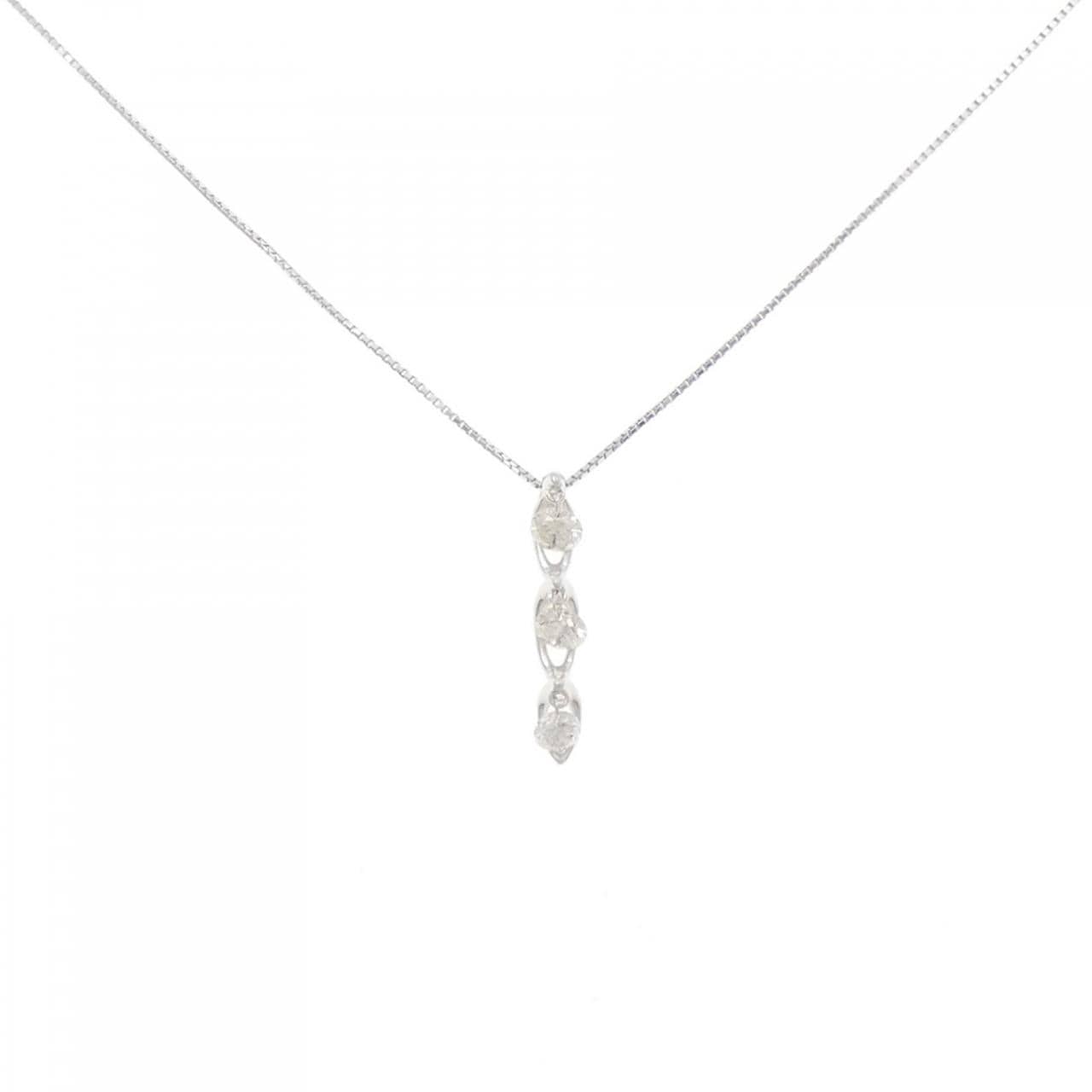 K18WG スリーストーン ダイヤモンド ネックレス 0.50CT