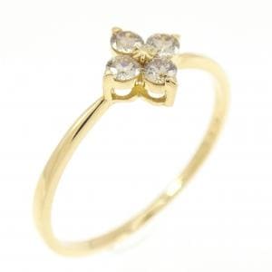 【新品】K18YG フラワー ダイヤモンド リング 0.15CT