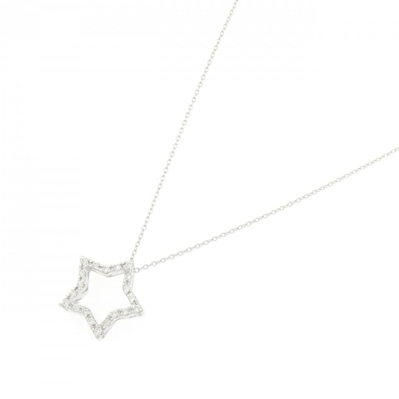 750WG/K18WG スター ダイヤモンド ネックレス 0.18CT