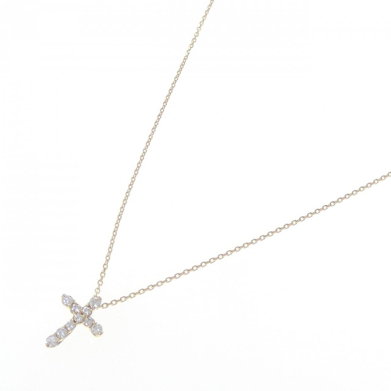 K18YG クロス ダイヤモンド ネックレス 0.20CT