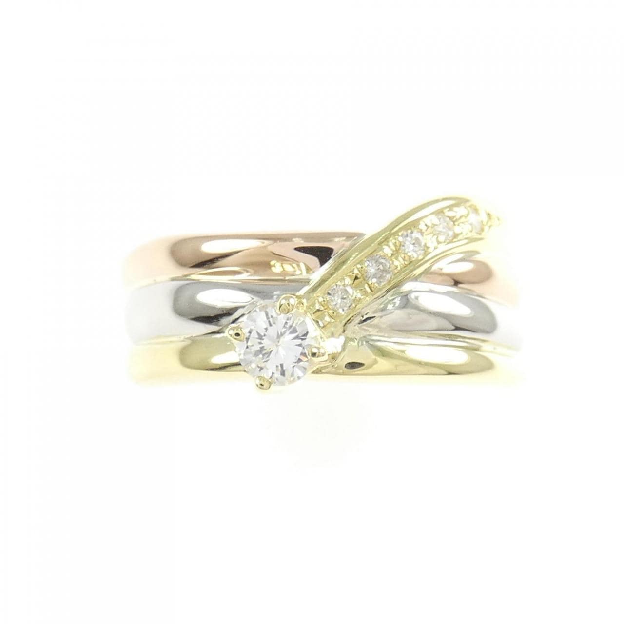 K18YG/PT900/K18PG ダイヤモンド リング 0.20CT