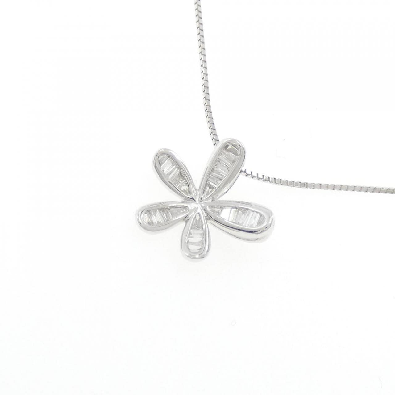 K18WG flower Diamond necklace 0.20CT