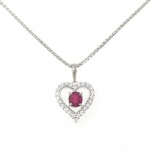 PT900/PT850 ハート ルビー ネックレス 1.00CT