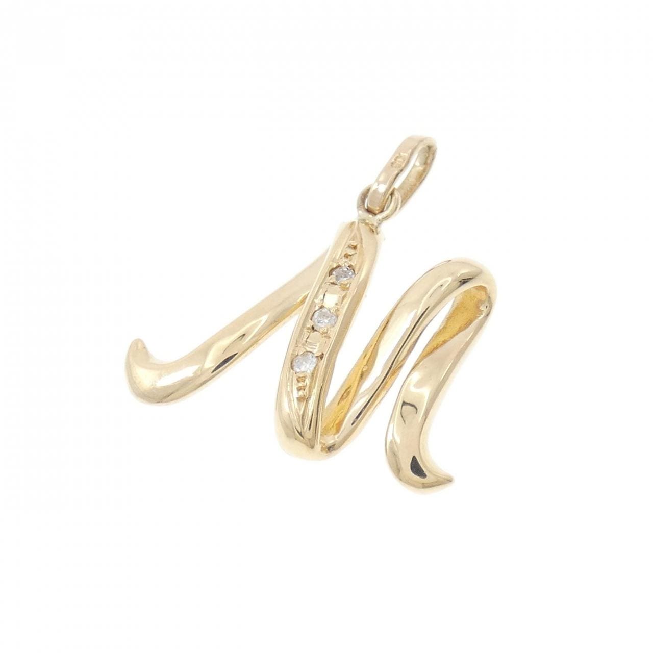 K18YG イニシャルM ダイヤモンド ペンダント