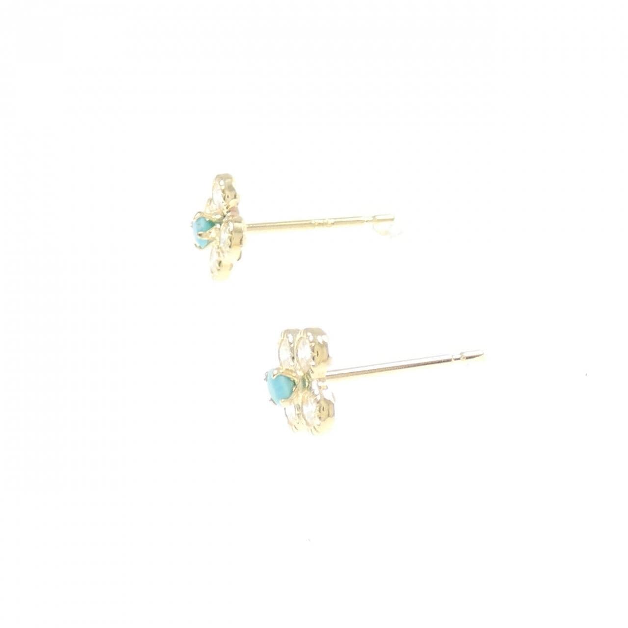 [BRAND NEW] K18YG Flower Turquoise Earrings