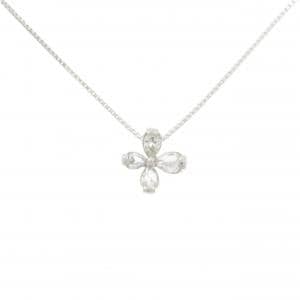 K18WG フラワー ダイヤモンド ネックレス 0.29CT