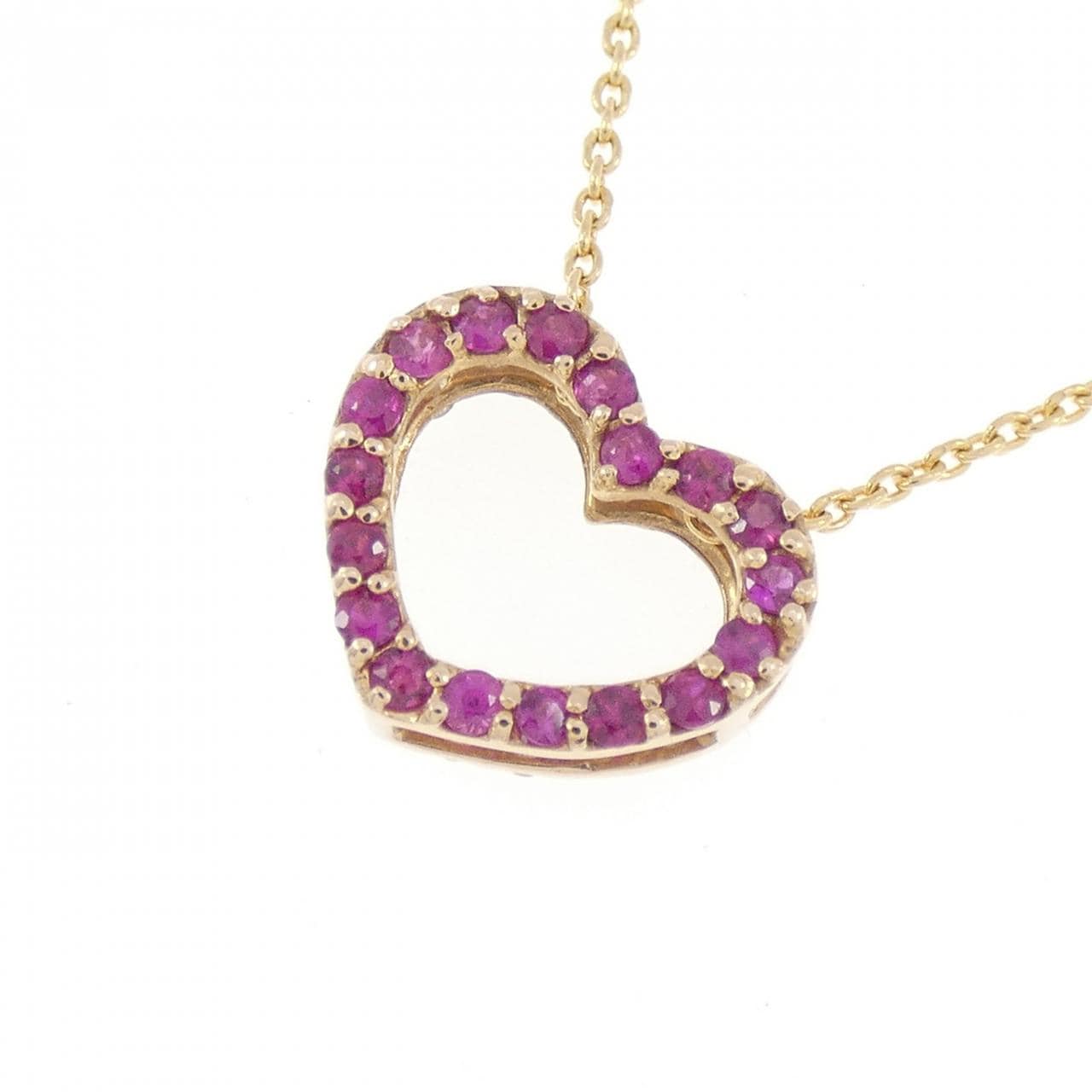 K18YG ハート ルビー ネックレス 0.22CT