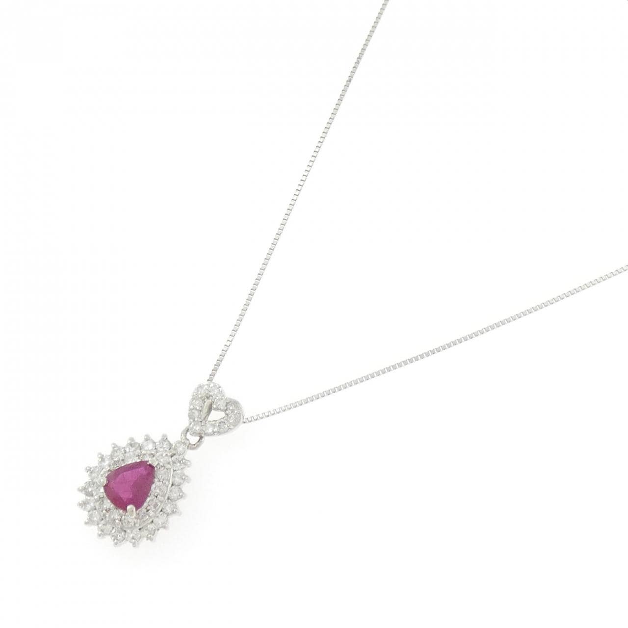 PT900/PT850 ルビー ネックレス 1.01CT