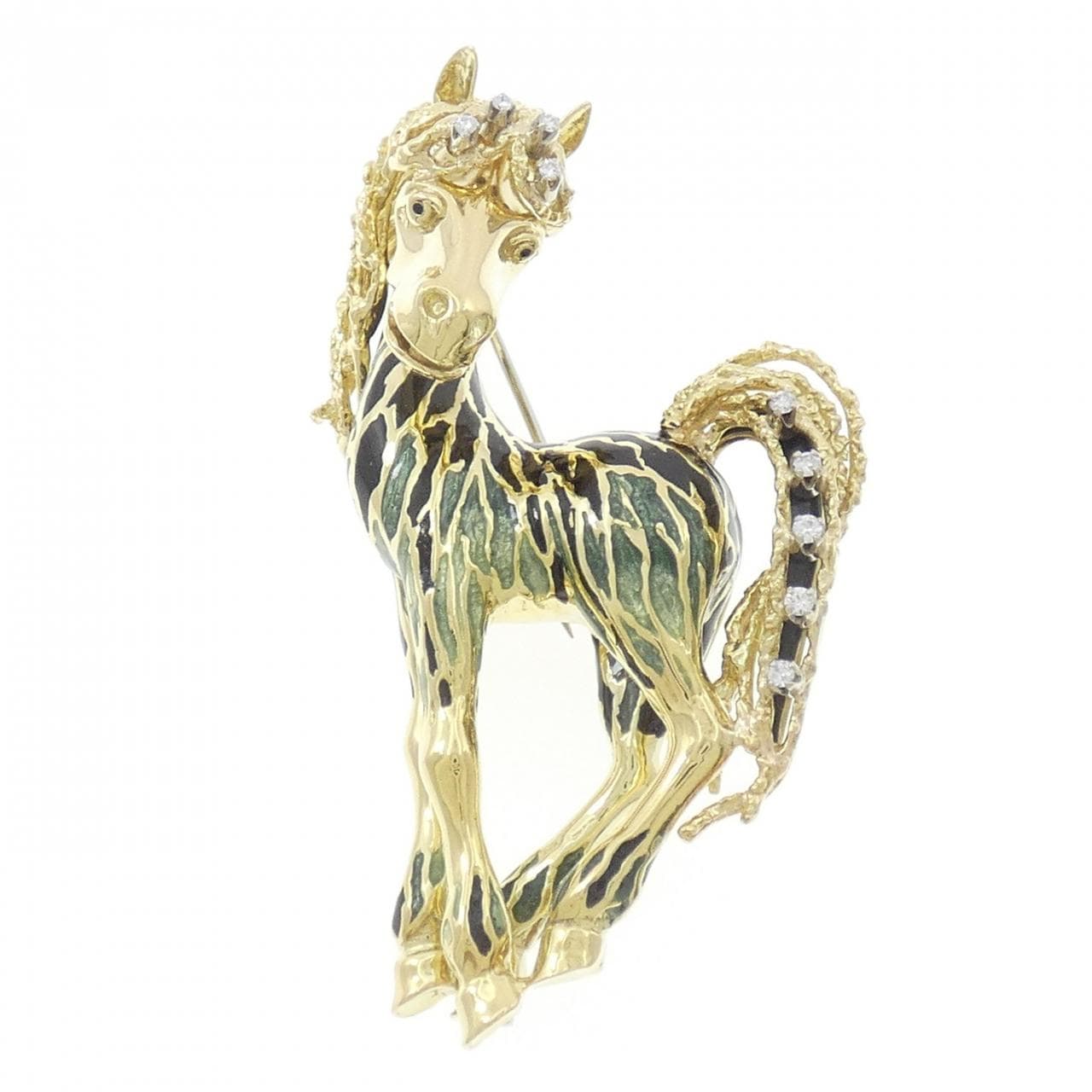 750YG/750WG ホース ダイヤモンド ブローチ