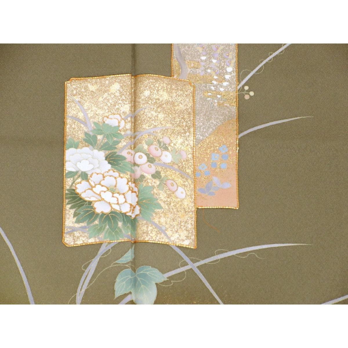 【未使用品】訪問着　友禅金彩加工　刺繍入り　ボカシ染　身丈Ｓ寸