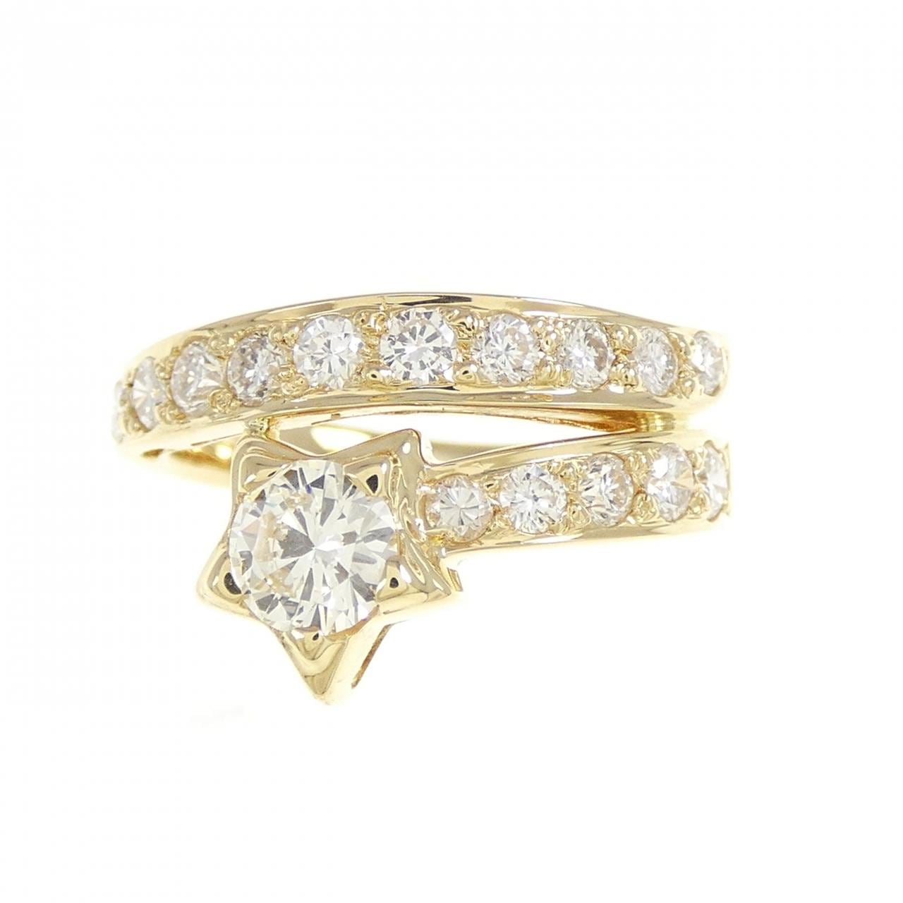 K18YG スター ダイヤモンド リング 0.37CT