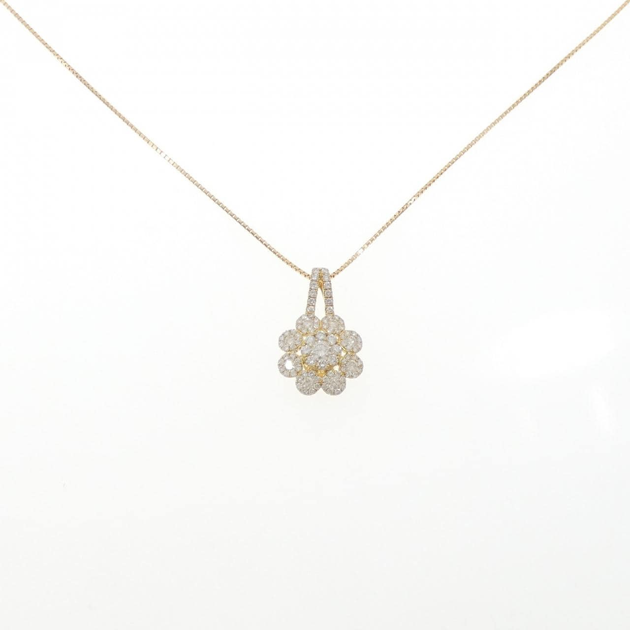 K18YG フラワー ダイヤモンド ネックレス 2.00CT